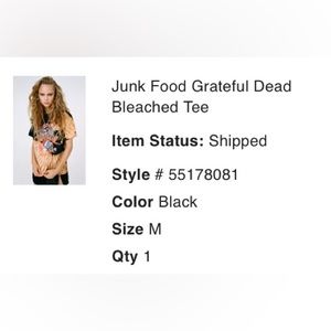 Urban Outfitters Junk Food Grateful Dead Bleached Tee. Medium